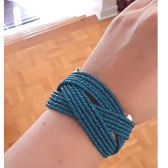 NWT Teal Beaded Bracelet - Picture 3 of 4